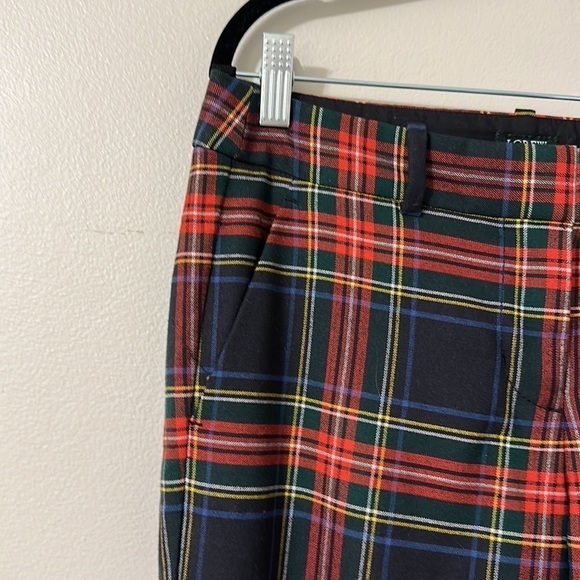 J. Crew City Fit Skimmer Red Plaid Pants Sz 2 Preppy Holidays Academia Classic - Picture 4 of 9